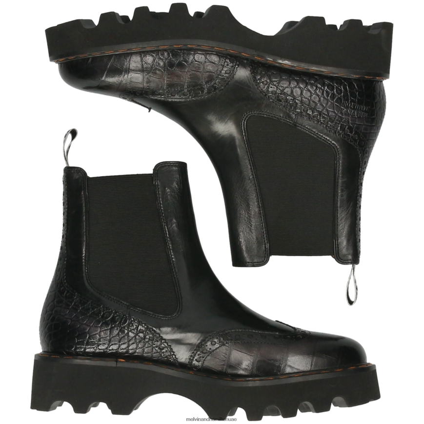 ميغان 37 أسود Melvin & Hamilton نحيف جزمة الكاحل 42XF2X911