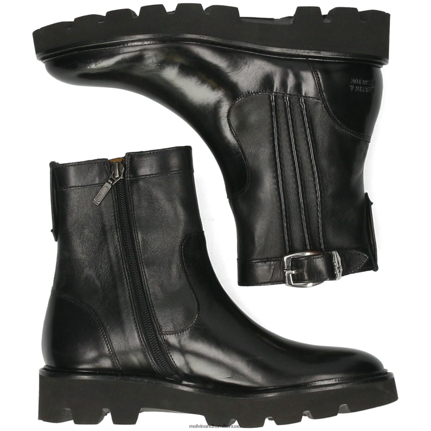 سالي 85 أسود Melvin & Hamilton نحيف جزمة الكاحل 42XF2X849